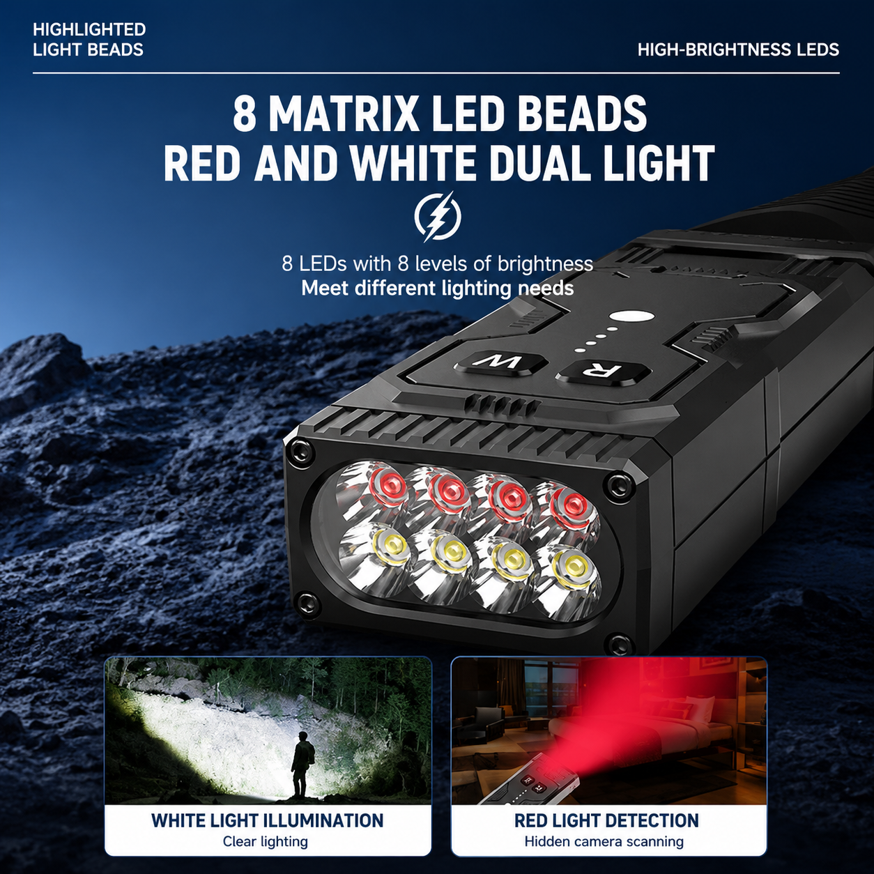 portable outdoor flashlight with high-voltage arc for self-defense