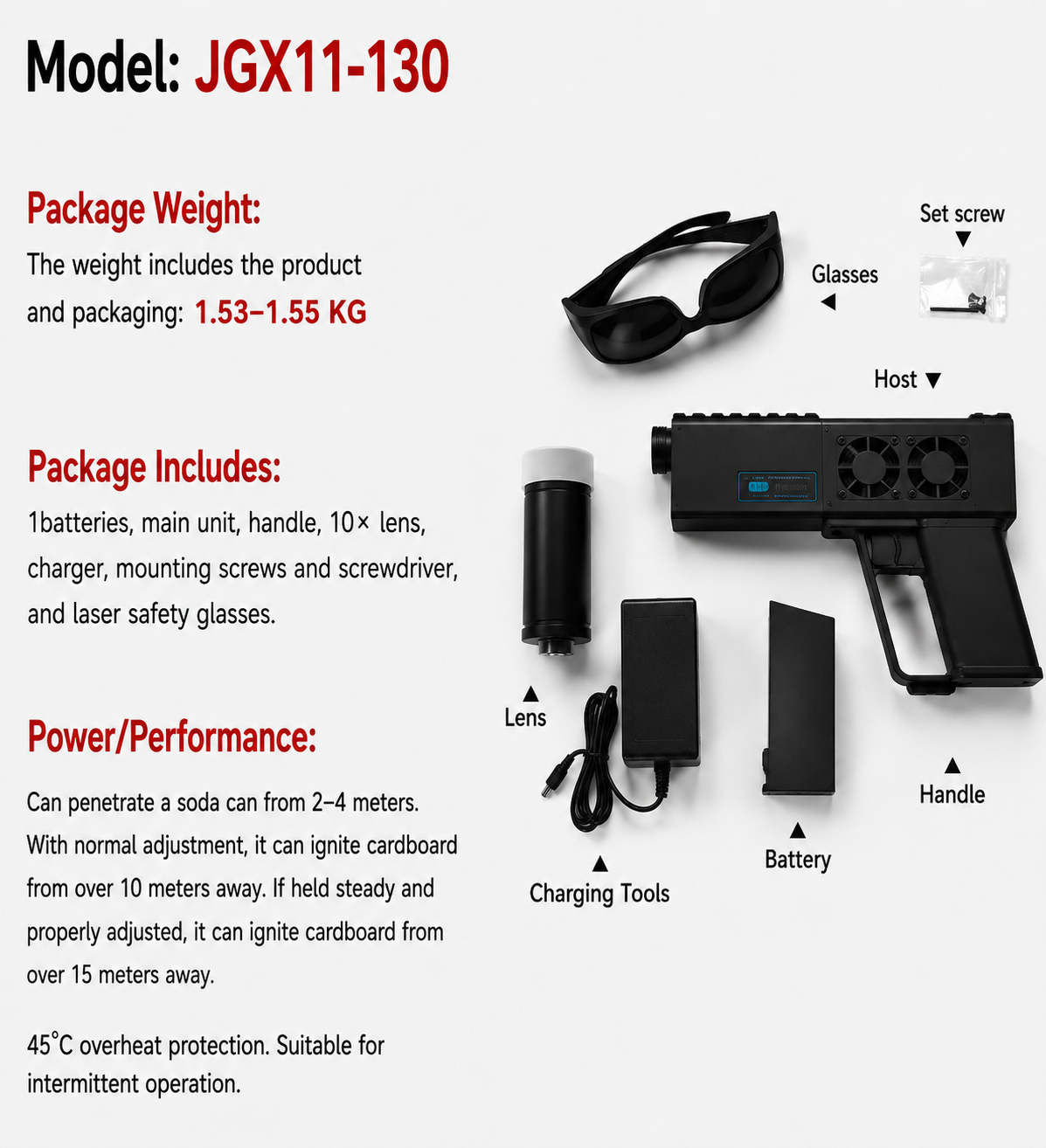 JGX11-130 Custom Handheld DIY Laser Toy (Black Single Battery)