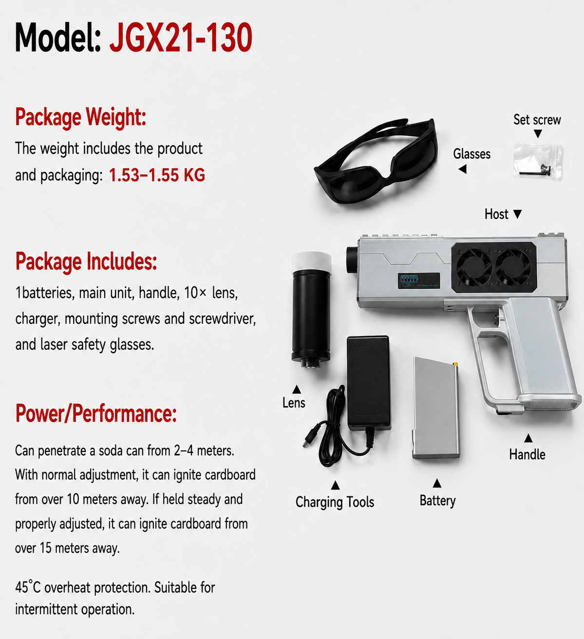JGX21-130 Custom Handheld DIY Laser Toy (Silver Single Battery)