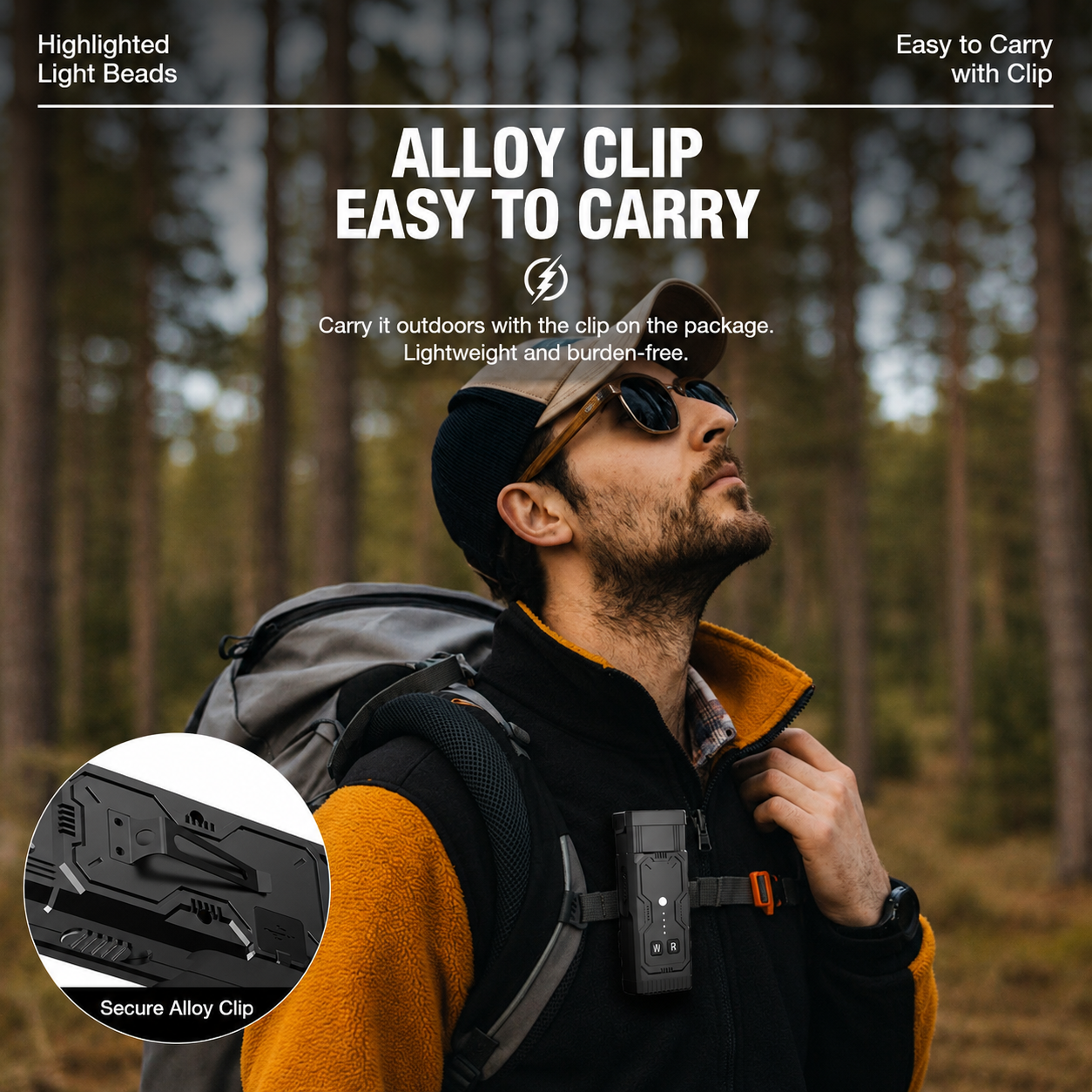 portable outdoor flashlight with high-voltage arc for self-defense